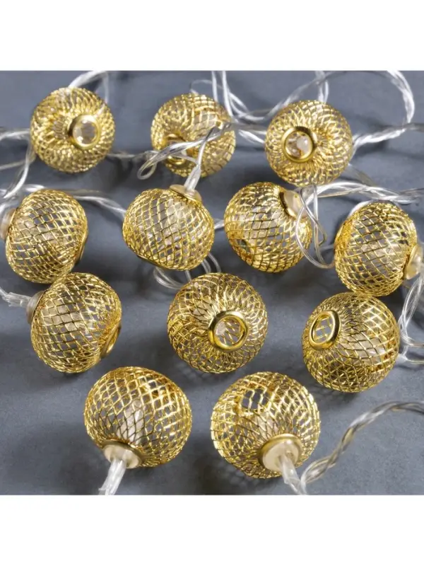 Гирлянда &laquo;Нить&raquo; 4 м с насадками &laquo;Шарик сетка&raquo;, IP20, прозрачная нить, 20 LED, свечение тёплое белое, 8 режимов, 220 В