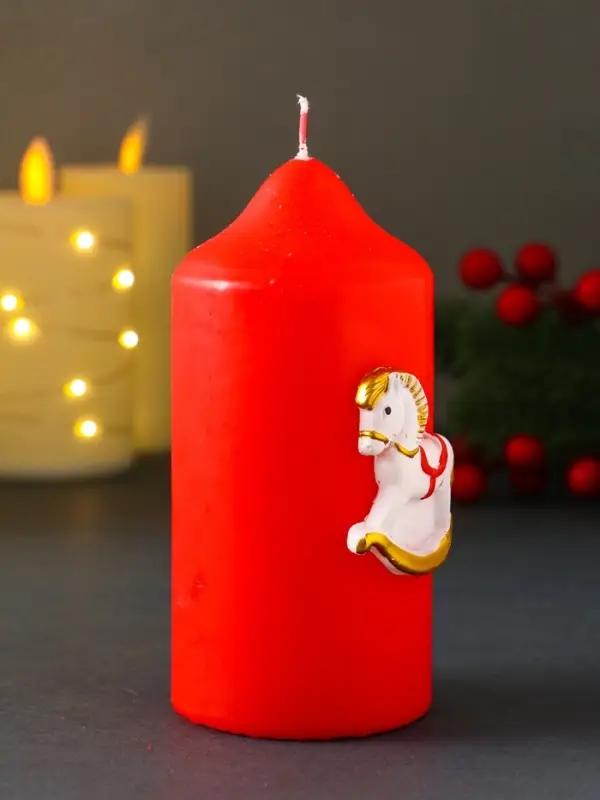 Свеча новогодняя пеньковая "Лошадка" 6х6х8 см