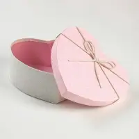 Набор подарочных коробок сердце 3 в 1, белый - розовый, 21&times;19&times;9 - 15.5&times;14&times;6 см