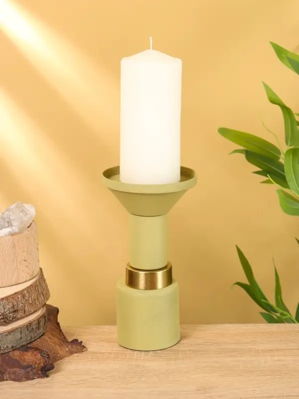 Подсвечник на 1 свечу текстурный «Оливковый», 10.5×10.5×19.5 см