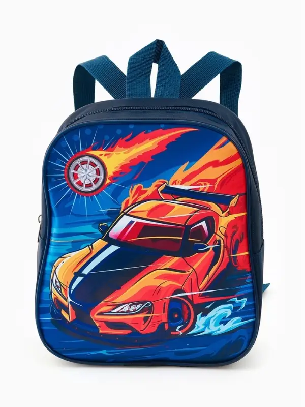 Рюкзак детский 20,5*9*24, отд на молнии,машина т-синий