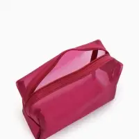 Косметичка женская Classic, полупрозрачная, на молнии, бордовая