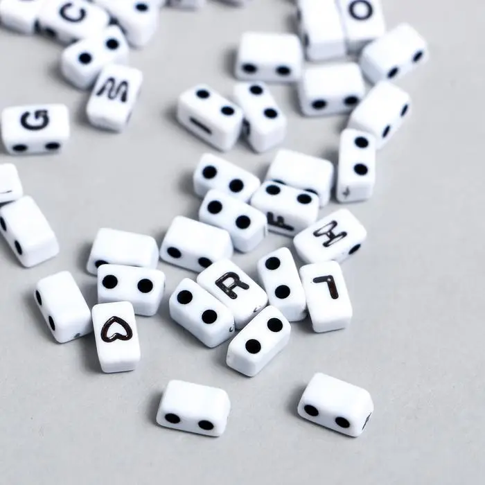 Бусины для творчества пластик  Бусины для творчества пластик "Буквы, знаки, цифры, домино" набор 20 гр 0,5х0,8х0,4 см