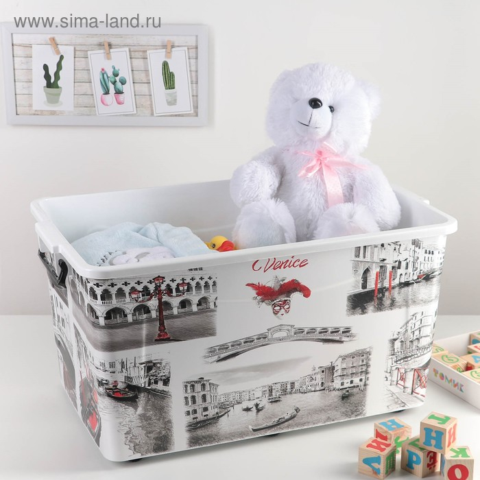 Контейнер для хранения с крышкой «Венеция», 50 л, 62,5×39×33 см, на колёсиках, цвет белый Контейнер для хранения с крышкой «Венеция», 50 л, 62,5×39×33 см, на колёсиках, цвет белый