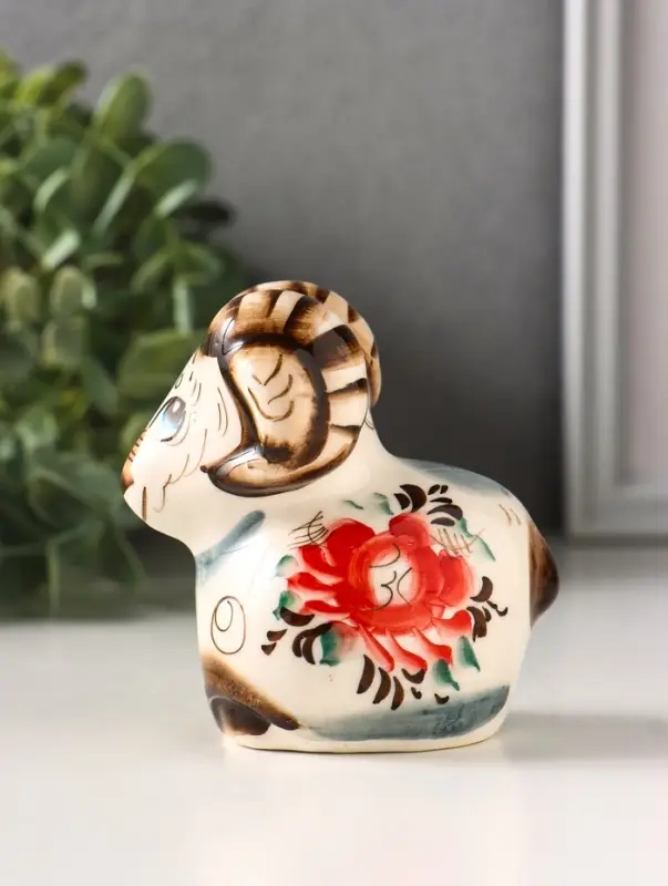 Фигурка фарфор &laquo;Баран Лёня&raquo;, 8.5 см, гжель цветная, МИКС