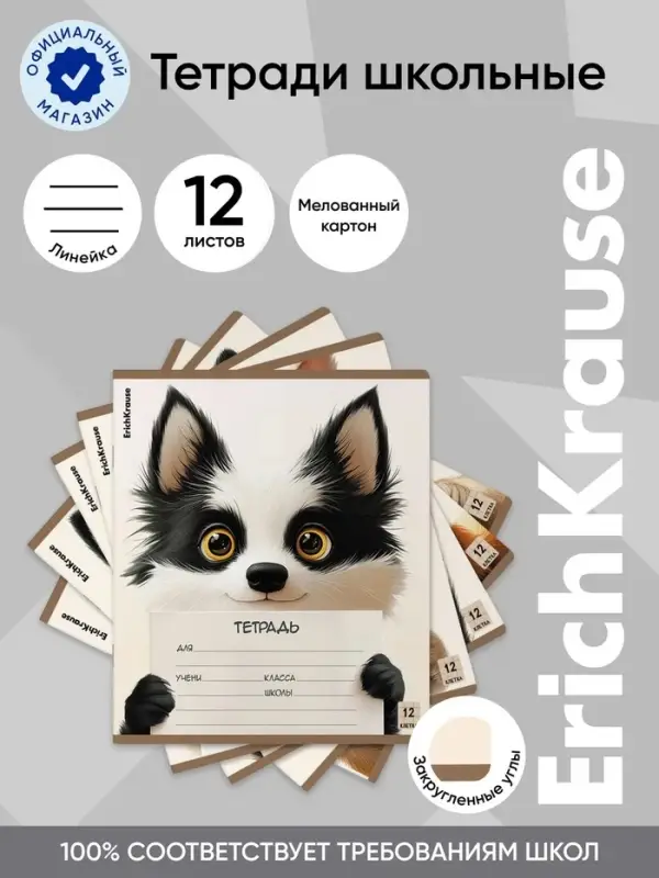 Тетрадь 12 листов в линейку ErichKrause Note Friends, МИКС