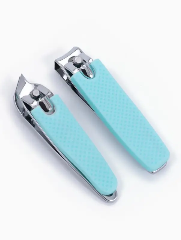Кусачки книпсер, набор, 2 предмета, в футляре, бирюзовые, серебристые