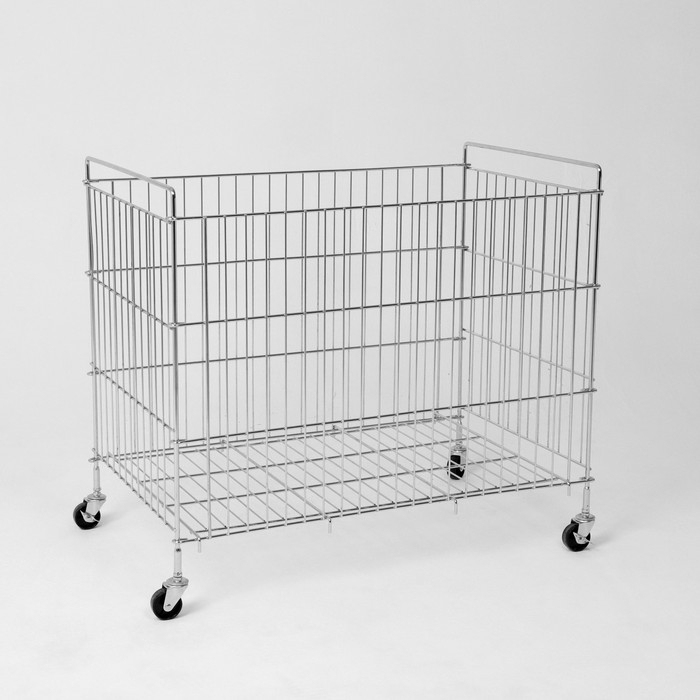 Корзина-накопитель складная, на колесах, 1 полка, 50×80×70см, цвет хром Корзина-накопитель складная, на колесах, 1 полка, 50×80×70см, цвет хром