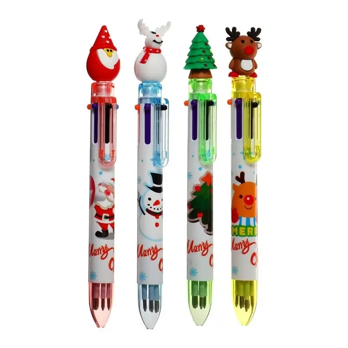 Многоцветная шариковая ручка Calligrata &laquo;Новый год&raquo;, автоматическая, 6-ти цветная, 0.7 мм, подарочная, МИКС