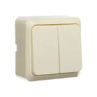 Выключатель Luazon Lighting "Лига", 10 А, 2 клавиши, накладной, бежевый