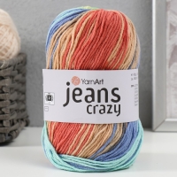 Пряжа "Jeans crazy" 55% хлопок, 45% акрил 160м/50гр (8209 синий-салат)