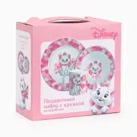 Набор посуды керамической детской, 3 предмета: кружка 200 мл, тарелка 19 см, салатник 250 мл, &laquo;Кошечка Мари&raquo;, Коты Аристократы