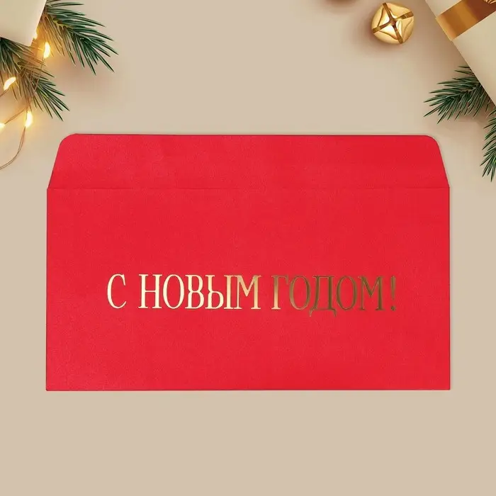 Конверт для денег новогодний &laquo;С Новым годом&raquo;, тиснение, дизайнерская бумага, 22&times;11 см