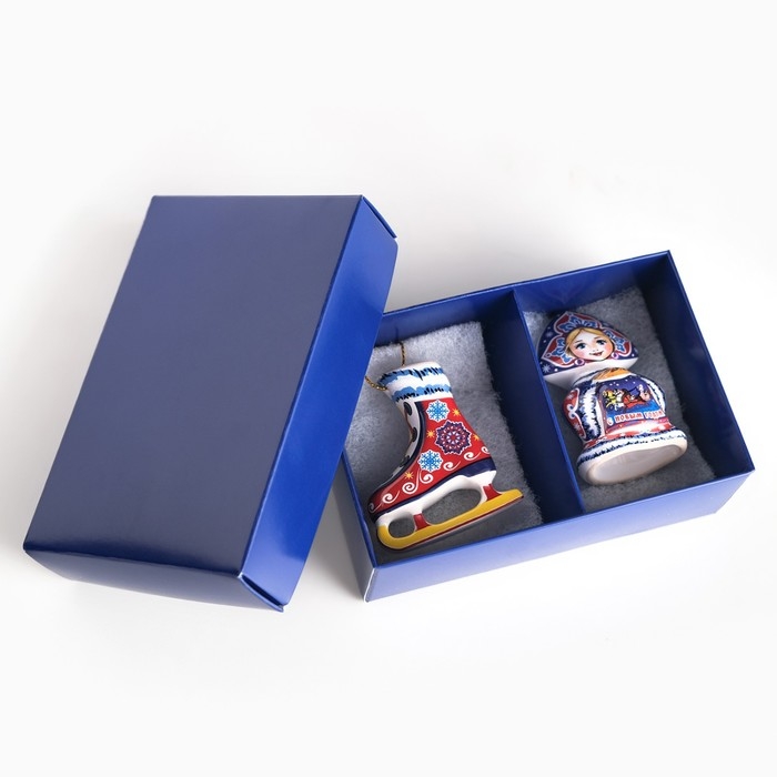 Набор ёлочных игрушек Набор ёлочных игрушек "Снегурочка и конек", 6 см