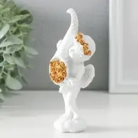Фигурка полистоун &laquo;Белоснежный ангел с рогом с розами&raquo;, 5.5&times;4.5&times;13.5 см