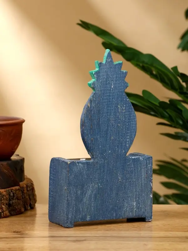 Календарь настольный «Ананас», 10.5×5.5×19.5 см, дерево, сине-зелёный