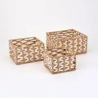Набор корзин &laquo;Айка&raquo; 3 шт.: 15&times;10, 19&times;11, 22&times;12 см, бумага, бежевые, квадратные