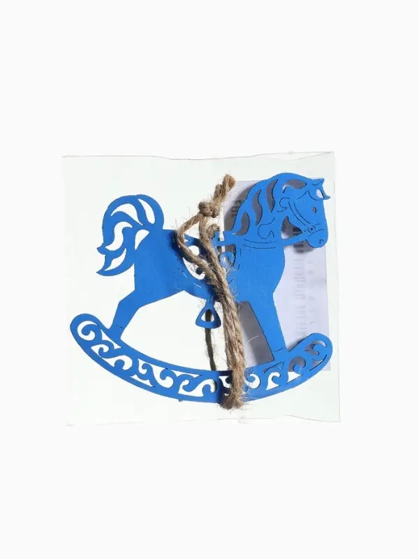 Ёлочное украшение "Лошадка" резная 9х8 см, Синий