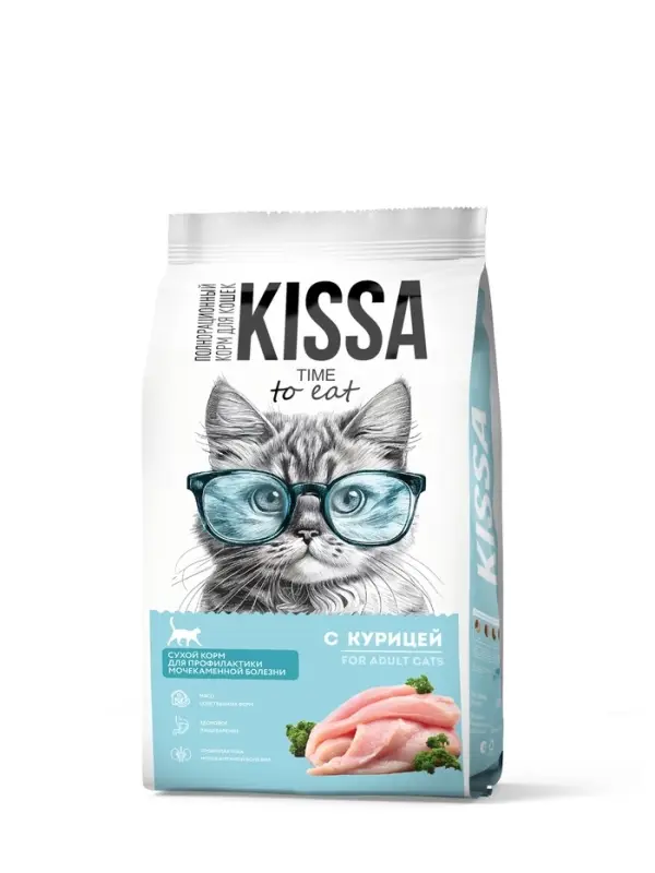 Сухой корм для кошек KISSA для профилактики мочекаменной болезни, курица, 1.5 кг