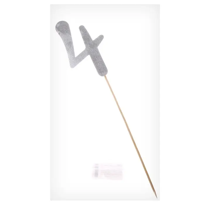 Топпер в торт «Цифра 4», серебряный Топпер в торт «Цифра 4», серебряный