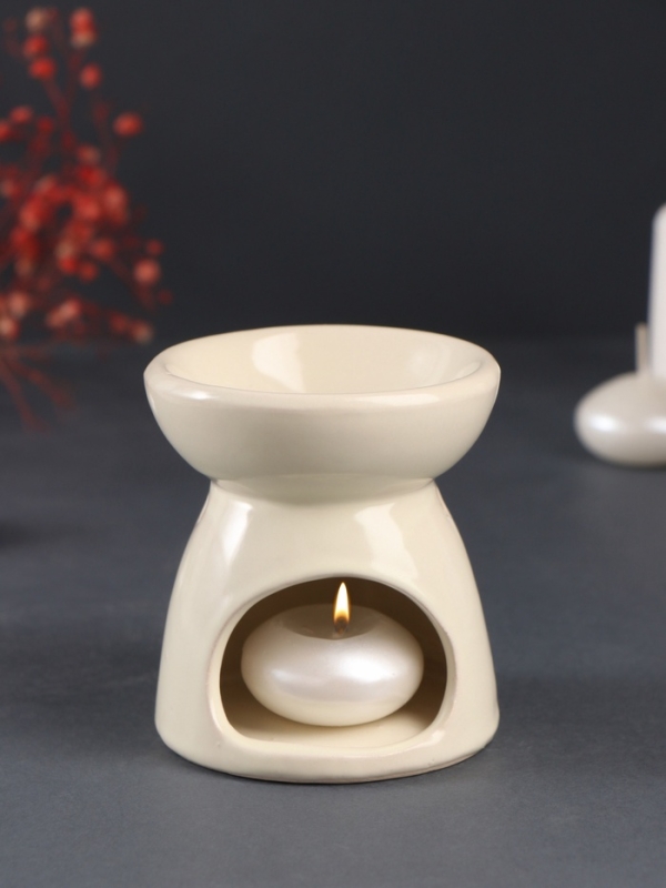 Аромалампа керамика Аромалампа керамика "Лик Будды" светлый беж 8х8х9 см