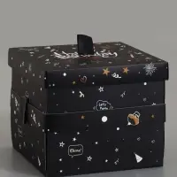 Коробка-сюрприз подарочная &laquo;Бабочки, День рождения&raquo; чёрная, с вылетающими бабочками, 15&times;14.8&times;12.5 см
