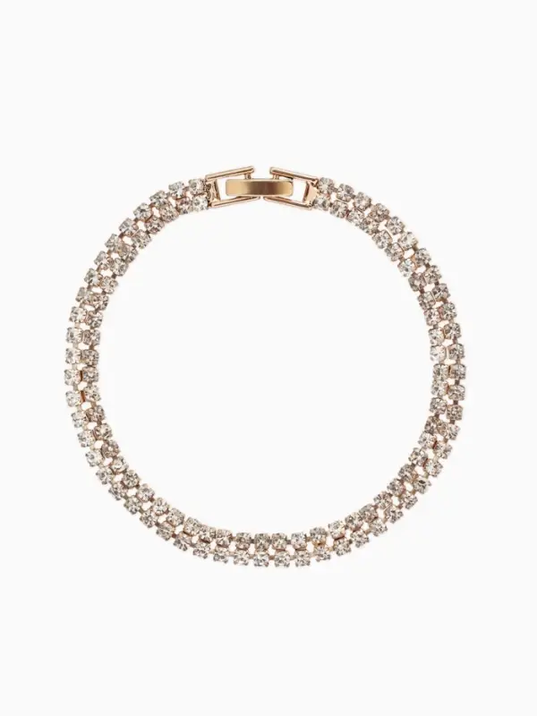 Браслет со стразами &laquo;Сияй&raquo;, L=18 см, 2 ряда, белый в золоте