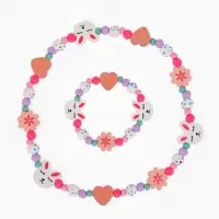 Набор детских украшений Выбражулька &laquo;Зайчик&raquo;, 2 предмета: бусы, браслет d=6 см разноцветный