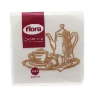 Салфетки бумажные однослойные FLORA 24&times;24 см, белые, 90 шт.