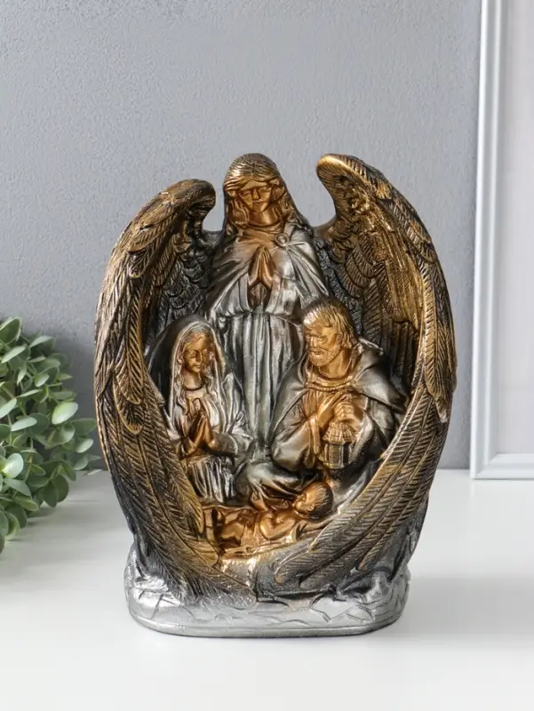 Фигура "Ангел хранитель" бронза с золотом 30х23х14 см