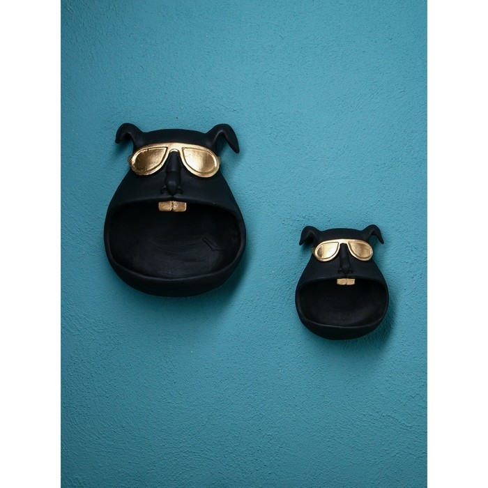 Набор подставок для мелочей «Собака», полистоун, 25 см, цвет чёрный Набор подставок для мелочей «Собака», полистоун, 25 см, цвет чёрный