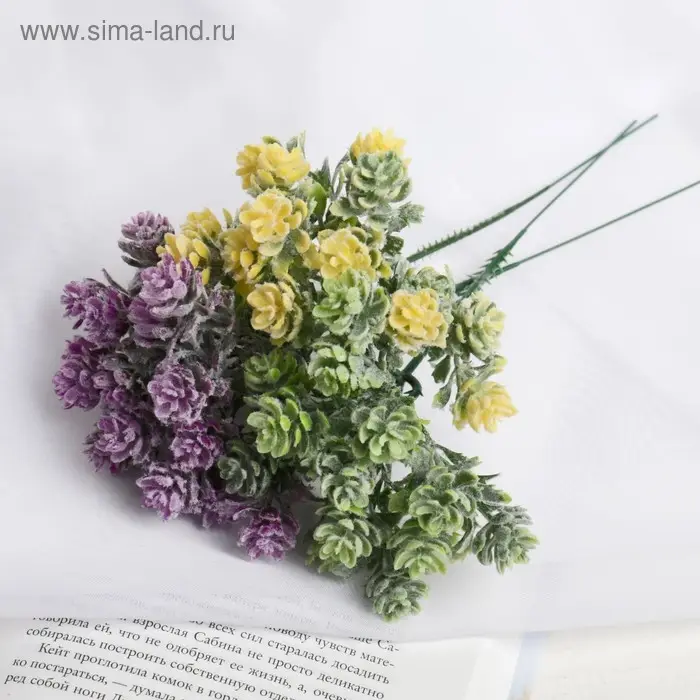 Букет искусственный «Круглолист» с напылением, 17 см, МИКС Букет искусственный «Круглолист» с напылением, 17 см, МИКС