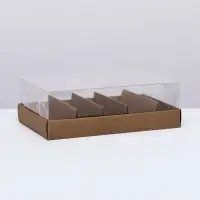 Кондитерская коробка складная под 5 эклеров, крафт, 22×13.5×7 см