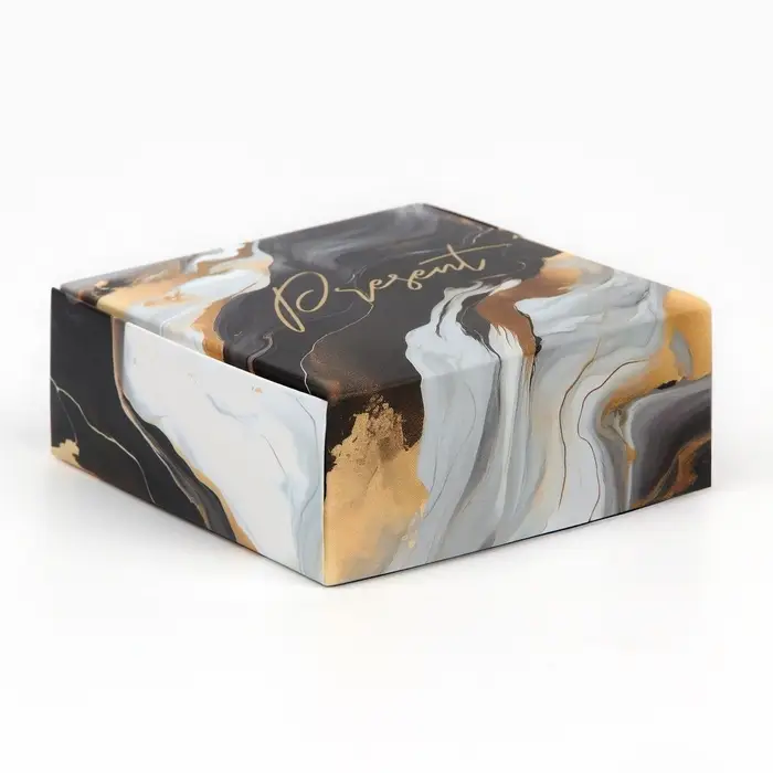 Коробка под бижутерию &laquo;Чёрный мрамор&raquo;, 7.5 х 7.5 х 3 см