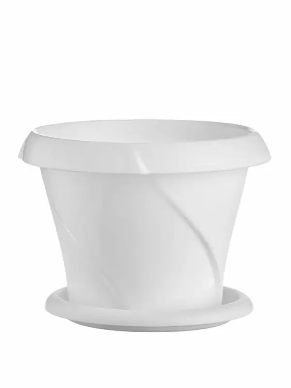 Горшок для цветов с поддоном Martika &laquo;Флориана&raquo;, 300 мл, d=10.3 см, h=7.6 см, пластиковый, белый