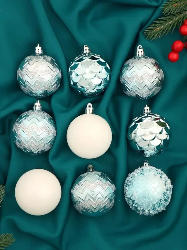 Ёлочные игрушки &laquo;Ренна&raquo;, шары новогодние, d=6 см, набор 9 шт., белый зелёный