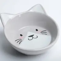 Миска &laquo;Голова кота&raquo;, 150 мл, 14&times;12.5&times;6.5 см, керамика, серая