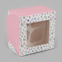 Коробка подарочная для 4 капкейков &laquo;С любовью&raquo;, 16&times;16&times;10 см, с окном