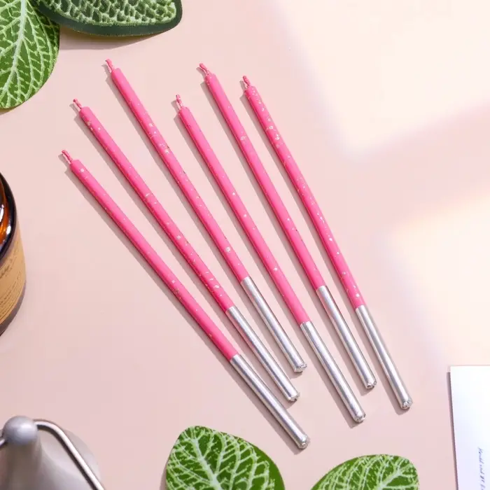 Свечи в торт, 6 штук &laquo;Исполнение желаний&raquo;, 15 см, фуксия