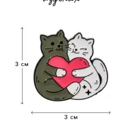 Значок &laquo;Котики&raquo;, влюблённые, цветной в чёрном металле