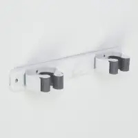 Держатель для швабр Доляна, 2 отделения, с крючком 22&times;3&times;4.5 см, белый