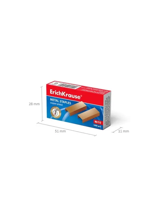 Скобы омеднённые №10, ErichKrause, для степлера, 1000 шт.