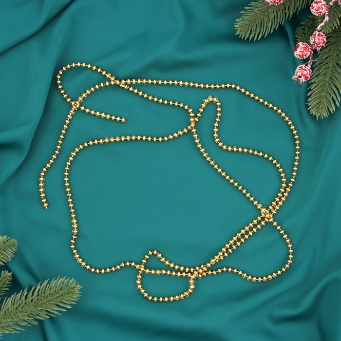 Бусы на ёлку 2 м d-4 мм Бусы на ёлку 2 м d-4 мм "Бусинки" золото