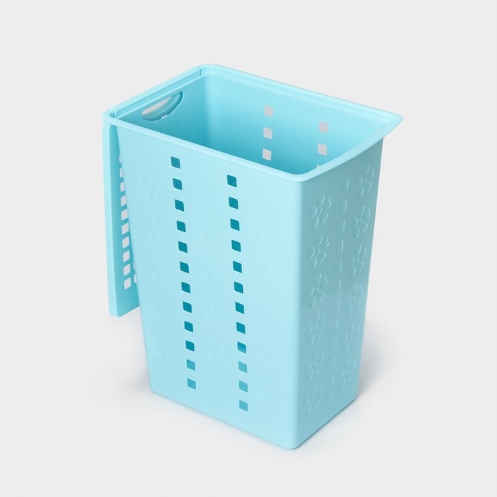 Корзина бельевая с крышкой «Виолетта», 30 л, 37×25×48 см, цвет голубой Корзина бельевая с крышкой «Виолетта», 30 л, 37×25×48 см, цвет голубой