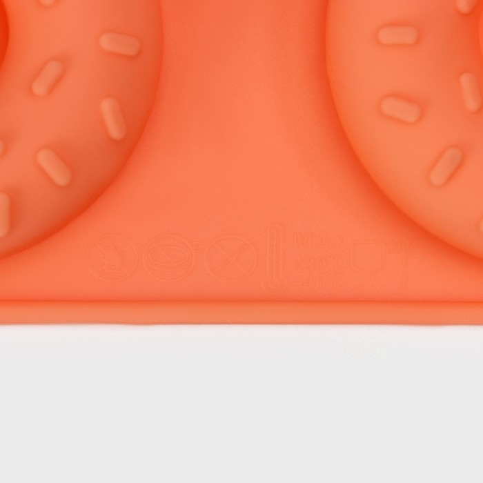 Форма для выпечки Доляна &laquo;Сладости.Пончики с кунжутом&raquo;, силикон, 28,5&times;17 см, 8 ячеек (d=6,3 см), цвет оранжевый