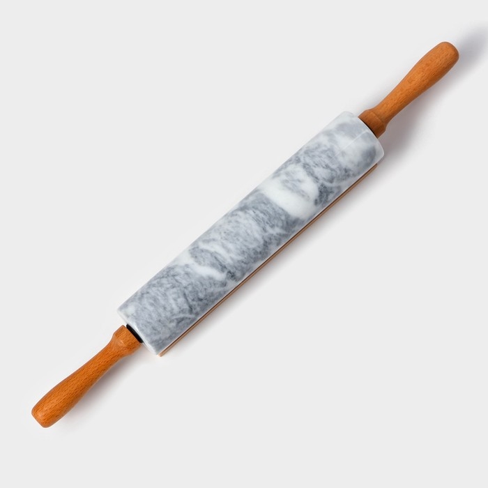 Скалка из мрамора Magistro, с подставкой, 45×5 см, цвет белый Скалка из мрамора Magistro, с подставкой, 45×5 см, цвет белый