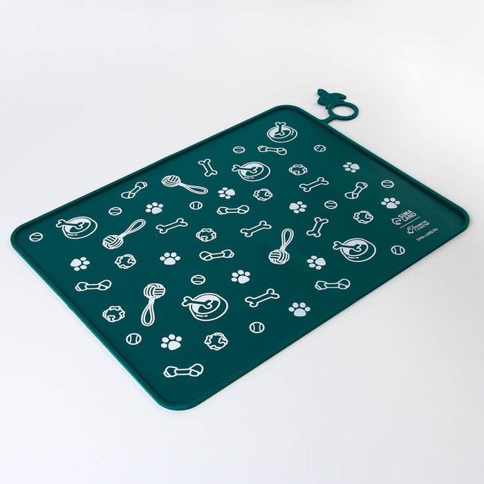 Коврик силиконовый под миску «Паттерн», 30х40 см, зеленый Коврик силиконовый под миску «Паттерн», 30х40 см, зеленый