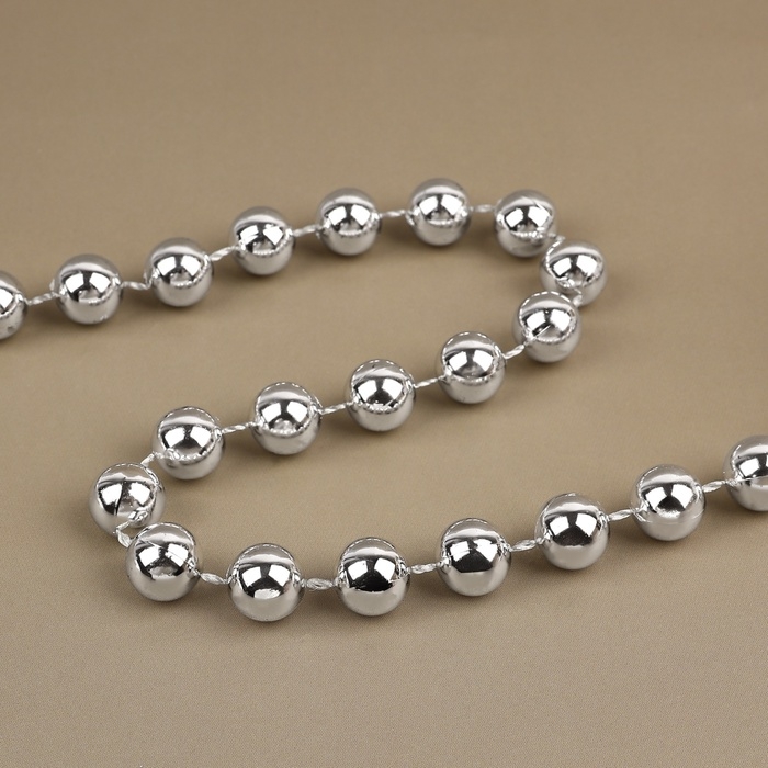 Бусы на нитях, круглые, 12 мм, 2 м, цвет серебряный Бусы на нитях, круглые, 12 мм, 2 м, цвет серебряный