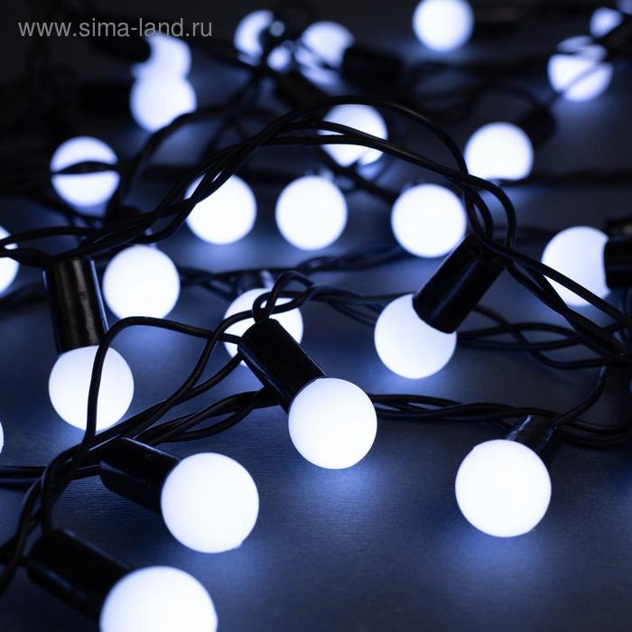 Гирлянда «Нить» 10 м с насадками «Шарики 1.5 см», IP44, тёмная нить, 100 LED, свечение белое, 8 режимов, 220 В Гирлянда «Нить» 10 м с насадками «Шарики 1.5 см», IP44, тёмная нить, 100 LED, свечение белое, 8 режимов, 220 В