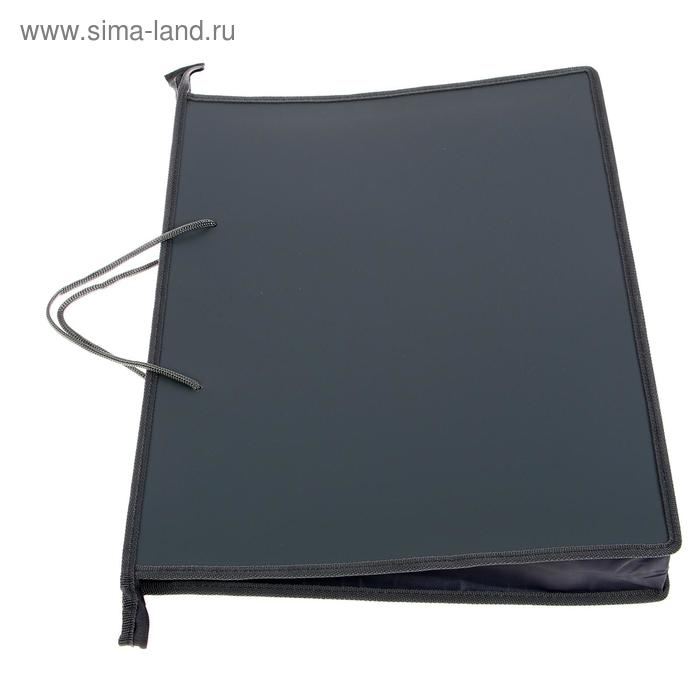 Папка А2 с ручками, 640 х 470мм, пластик, молния сверху, ПМ-А2-35, серая